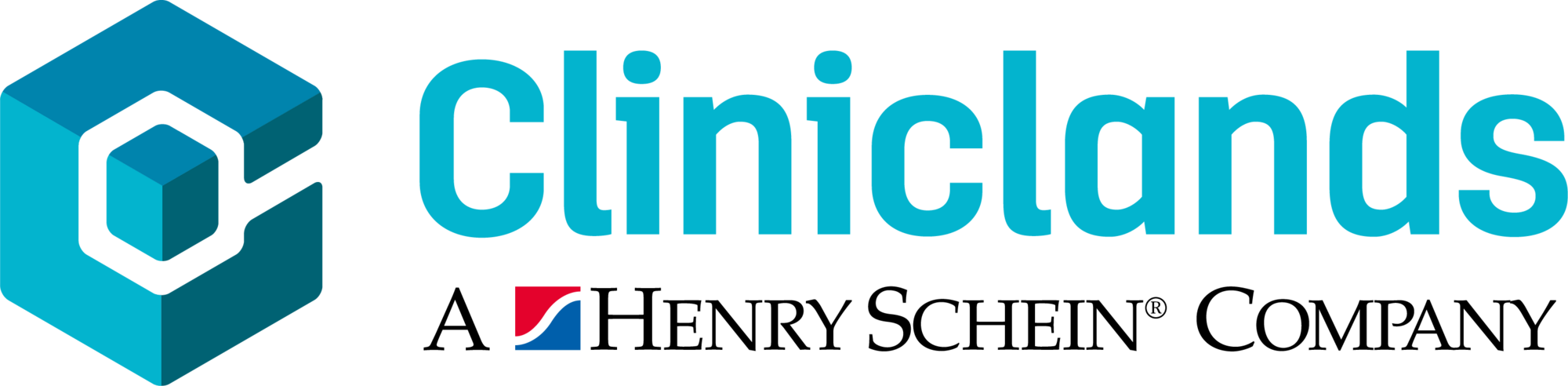Cliniclands logotyp har en blå och kricka geometrisk hexagon med en Cliniclands logotyp har en blå och kricka geometrisk hexagon med en
