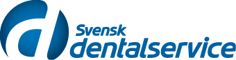 Logotyp för Svensk tandvård med stiliserad blå och vit 'S'-form med texten 